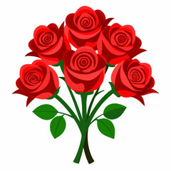 Bouquet of red roses vector illustration 