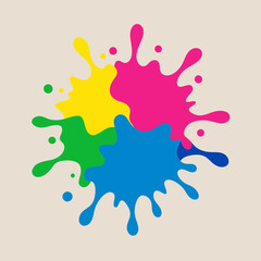 paint splatter pink ,green ,blue ,yellow vector illustration