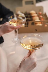 Champagne with Box of Appetizers in Background
