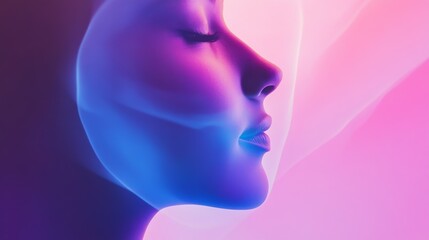 A vibrant artistic representation of a profile with glowing colors, highlighting beauty and emotion through light and shadow.