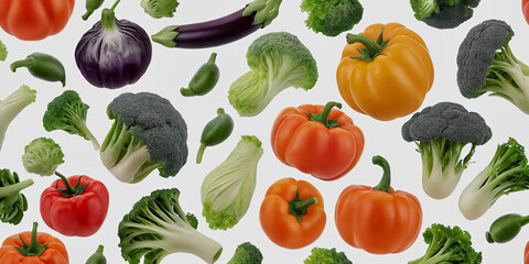 Vielfältige Auswahl an frischem Gemüse, darunter Brokkoli, Paprika, Tomaten und Blumenkohl, ideal für nahrhafte, vitaminreiche Gerichte und gesunde Ernährung