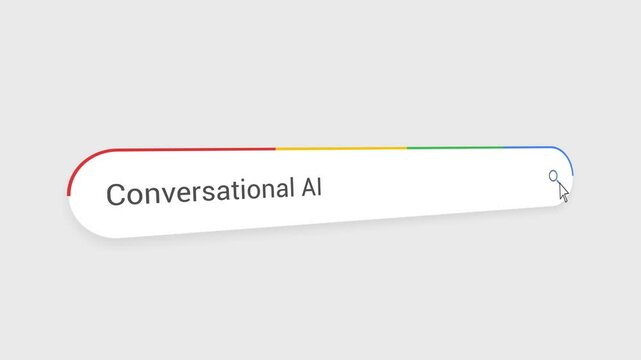 Typing Conversational AI in Search Bar Animation | Close-Up Search Engine Interface | Web Search for Conversational AI | Internet Browsing, Technology, and Digital Marketing Animation Video