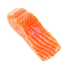 Piece of raw salmon isolated on white. Sea food