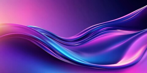 Obraz premium Cosmic waves, fluid abstract, vibrant neon colors, deep space background, flowing energy, purple and blue gradients, starry nebula, dynamic motion, ethereal light trails, digital art, surreal, glowing
