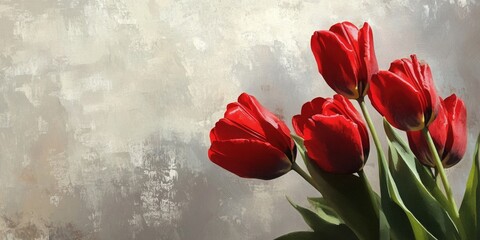 Red Tulips in Vase
