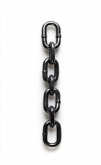 Obraz premium Black Metal Chain Hanging Isolated on White Background