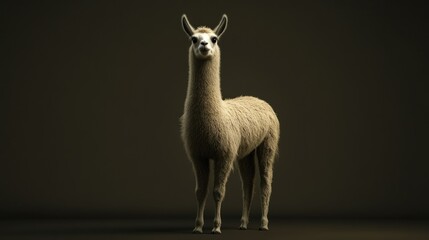 Obraz premium A White Llama Standing Against a Dark Background