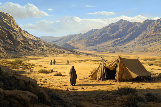 Old Testament. Abraham meets angels in the form of travelers near the tent