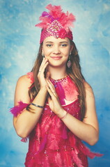 girl wearing vintage party costume retro 20s