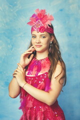 girl wearing vintage party costume retro 20s