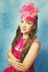 girl wearing vintage party costume retro 20s