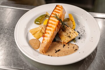 Trout Fillet with Sauce and Vegetables
