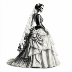Fototapeta premium Spooky Bride Character Isolated on White