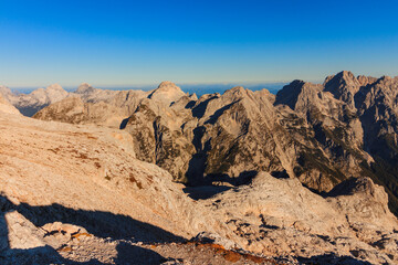 mountains in the morning in slovenian alps