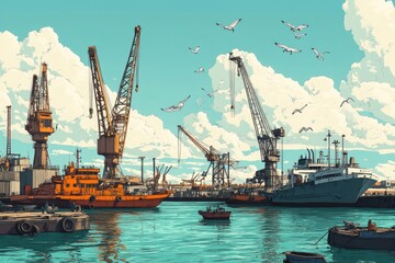 Obraz premium Harbor with many boats