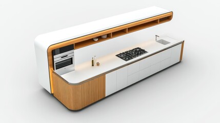 Modern Kitchen Countertop with Built-in Oven and Stovetop