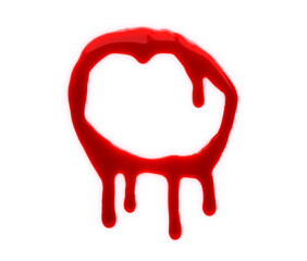 Stain of blood isolated on white, top view