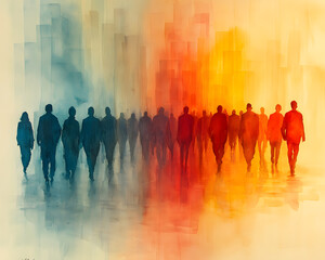 Fototapeta premium Abstract Watercolor Painting of Corporate Figures