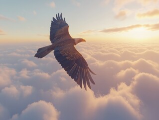 Fototapeta premium Bird Flying Through Clouds