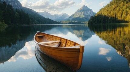 Wooden Boat on Lake