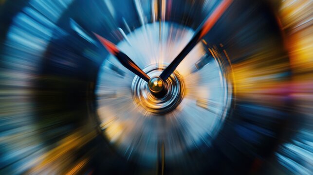 A captivating depiction of a clock with its hands spinning rapidly, symbolizing the relentless passage of time and the pace of modern life, Time scene