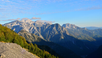 Fototapeta premium Theth Village in Albania is the highest point of the Albanian Alps. These mountains are one of the largest in the Balkans.