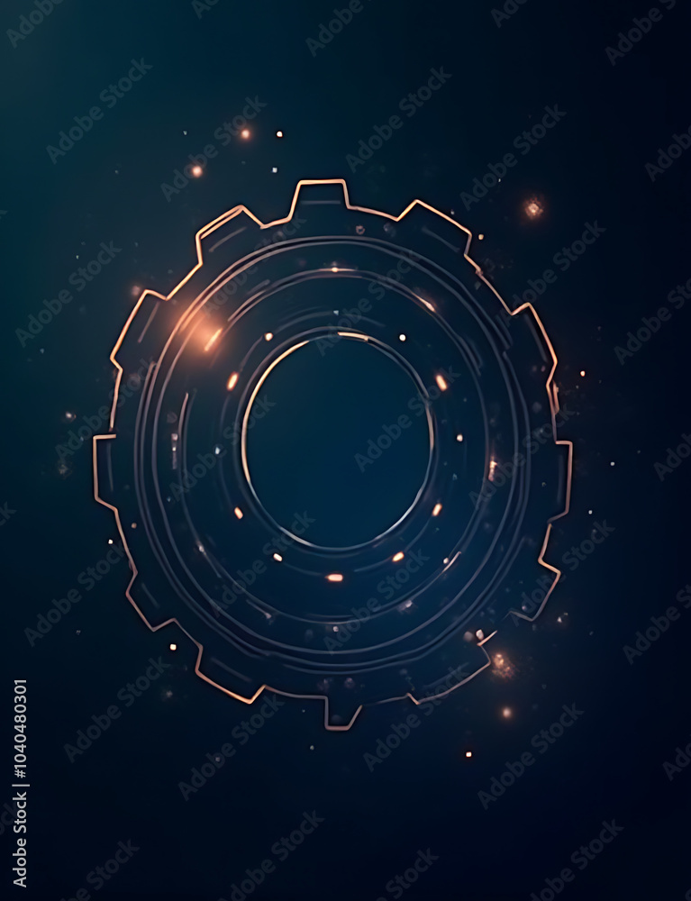 Aufkleber minimalist frame design features glowing ai gear with growth icons, ideal for business innovation an