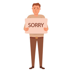 Man saying sorry. Please forgive me.National Sorry Day.Apologize card.Vector illustration.Isolated on white background.