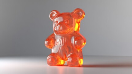 Translucent Orange Gummy Bear on White Surface