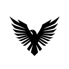 Eagle with wings vector ,Eagle's Might A bold, black-and-white emblem. Its minimalist design and powerful silhouette make it a striking symbol of freedom and strength.