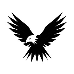 Eagle silhouette vector, Falcon bird looking down Bold Eagle in Flight