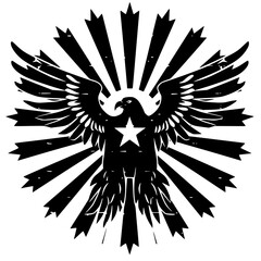 Eagle with wings tattoo design vectorize illustration, eagle logo design in vectorize creative design transparent background png image