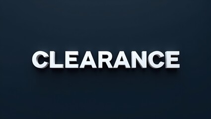 3D CLEARANCE text on navy background for a sleek design