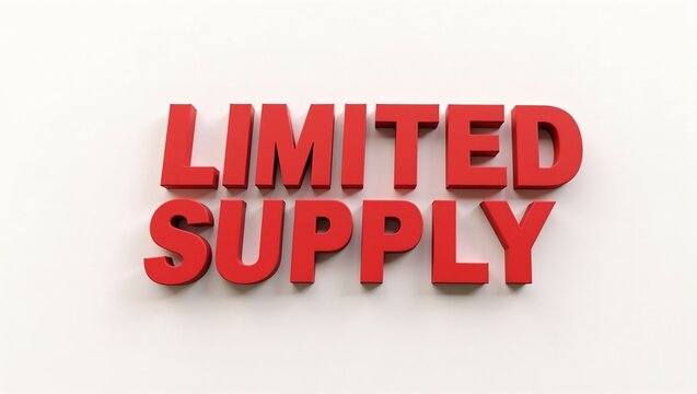 Bold red 3D LIMITED SUPPLY text on white background