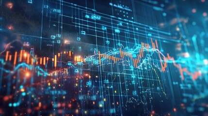 Obraz premium Financial Chart Visualization with Stock Market Data
