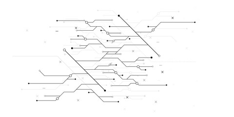 Vectors White Abstract geometric dots and lines connection circuit concept. Global communication technology background design