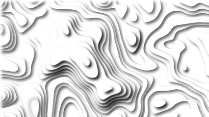 Abstract 3D background creative pattern in illustration with white color design in papercut.Topographic canyon geometric map relief texture with curved layers and shadow. Abstract realistic papercut