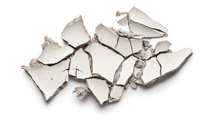 Broken White Surface Texture Isolated on White Background