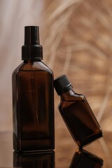 Cosmetic Mockup in Warm Tones with Jars and Bottles