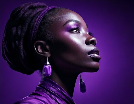 Mujer Afroamericana de perfil, mirando al horizonte, 8 de Marzo, Dia internacional de la Mujer