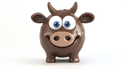 Fototapeta premium A cute, cartoon-style cow dung character with big, expressive eyes, a mischievous grin, and tiny arms and legs. Generative AI