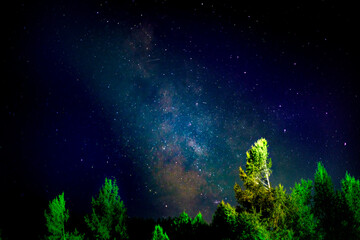 Night sky with stars field and Milky Way