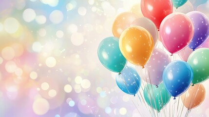 A colorful celebration a vibrant display of balloons against a soft bokeh background for festive occasions