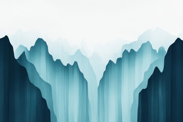Obraz premium Abstract mountain range landscape in shades of blue and white with minimalist design