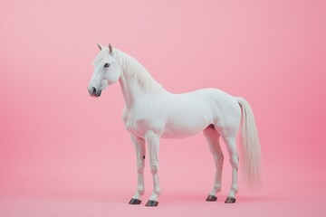 White Horse on Pink Background