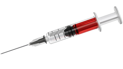 Fototapeta premium Detailed Medical Syringe with Red Liquid