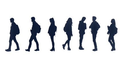 Obraz premium Group of People Silhouettes on a Dark Background