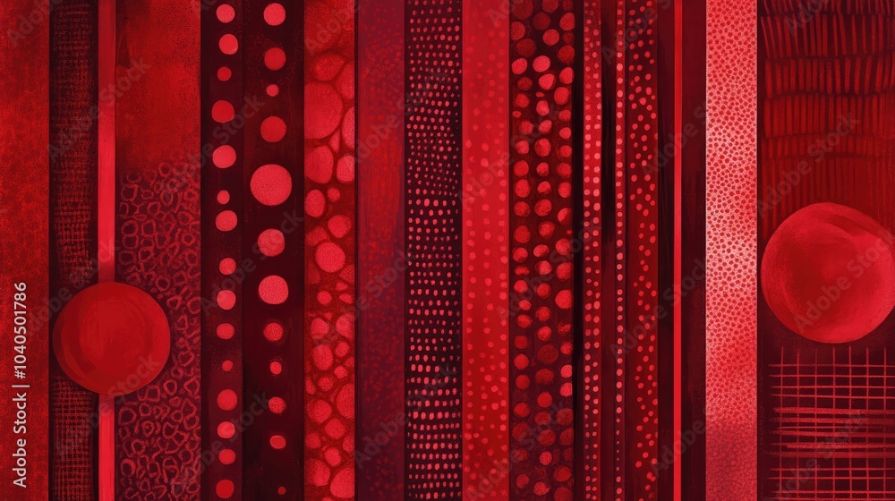 Poster Vibrant red abstract patterns exploring texture and depth in digital art