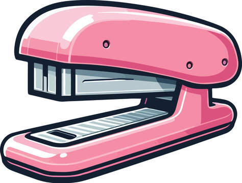 pink stapler cartoon style office supply clip art preview
