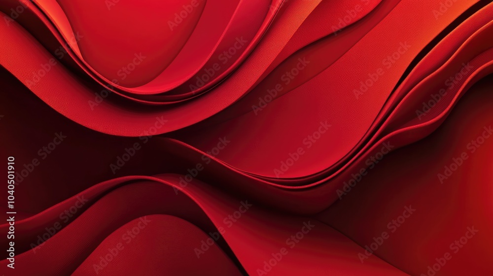 Poster dynamic flow of red waves an abstract exploration of color and form in design